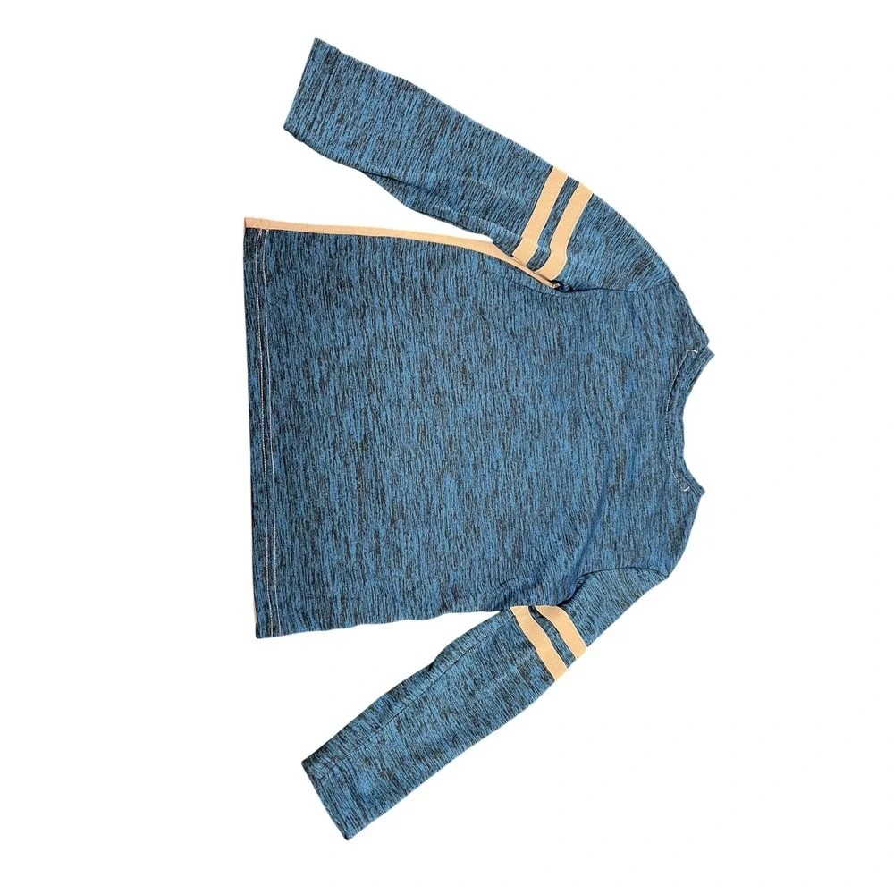 Bluey Lets Go Boys Graphic Long Sleeve Shirt Blue Gray Space Dye Active Top 3162